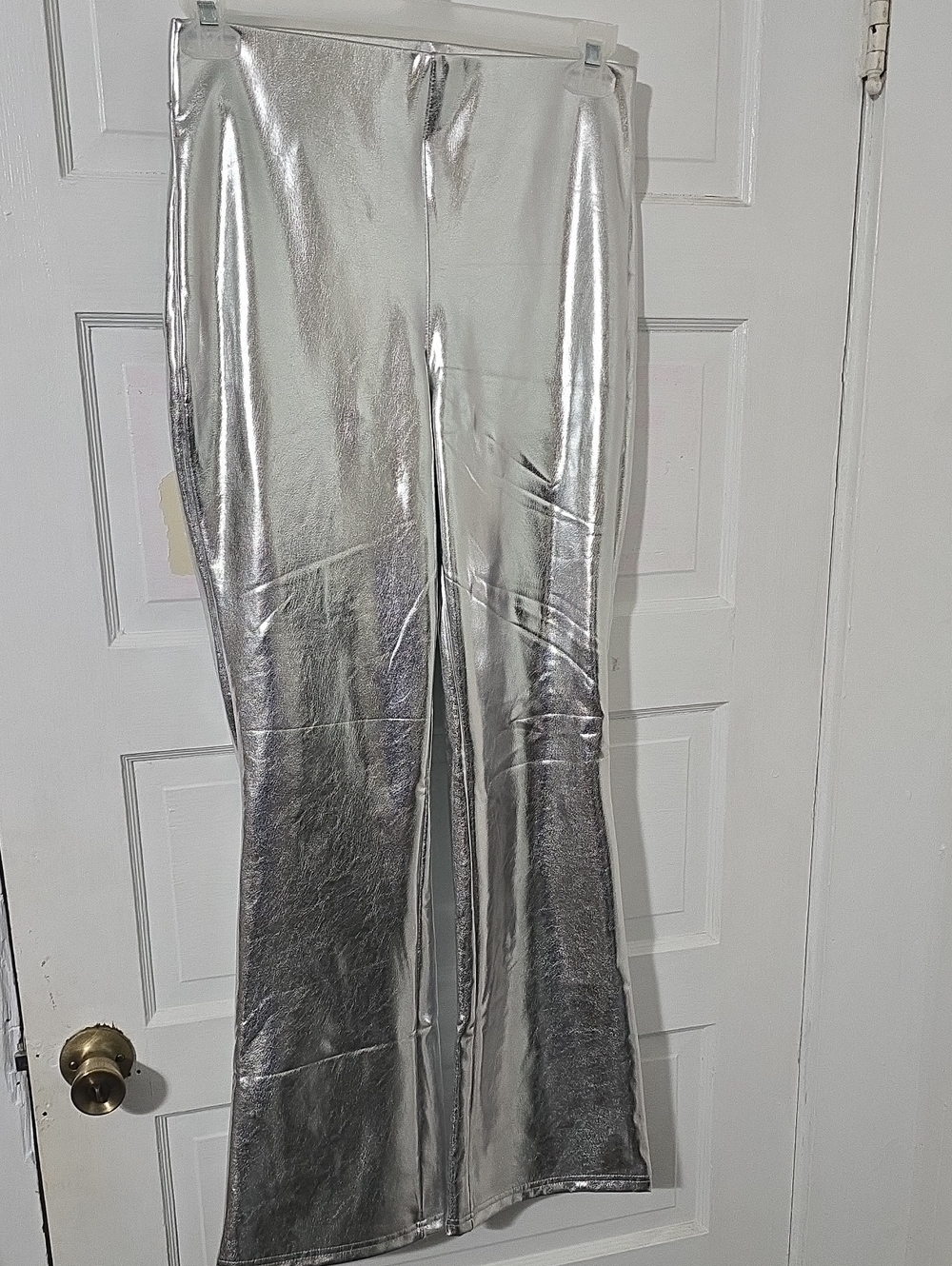 Silver Metallic Women's Flared Pants